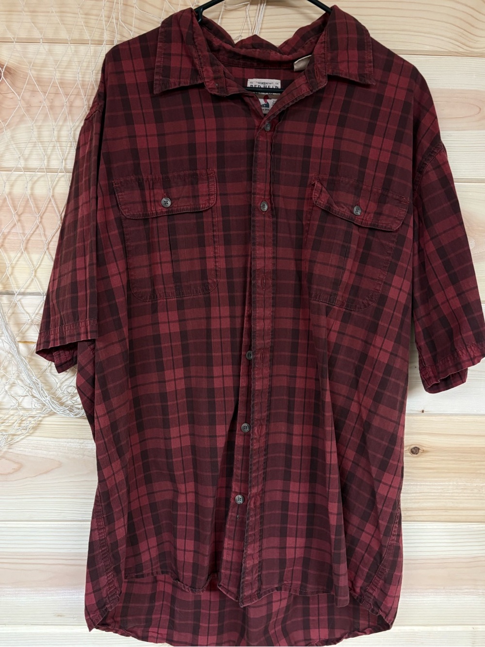 RedHead Men's Burgundy Plaid Short-Sleeve Button-Down Shirt